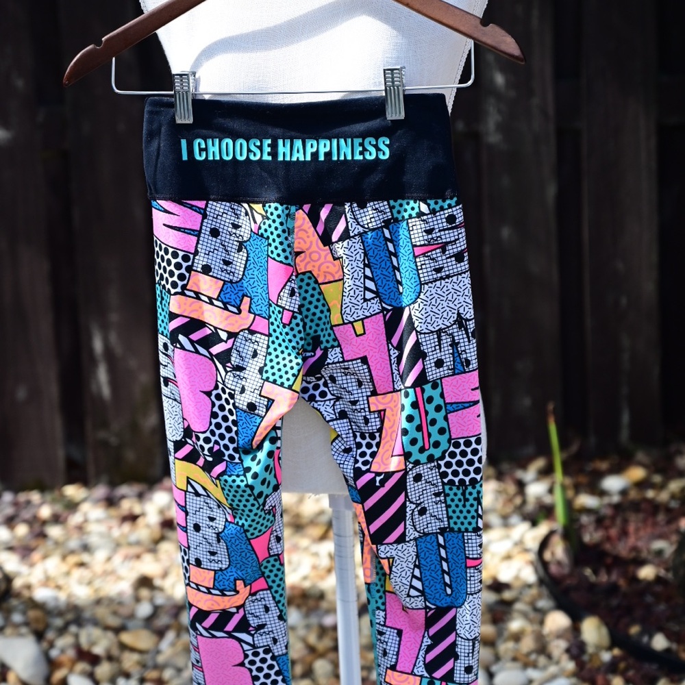 Zumba I Choose Happiness Multicolor Cross Front Leggings